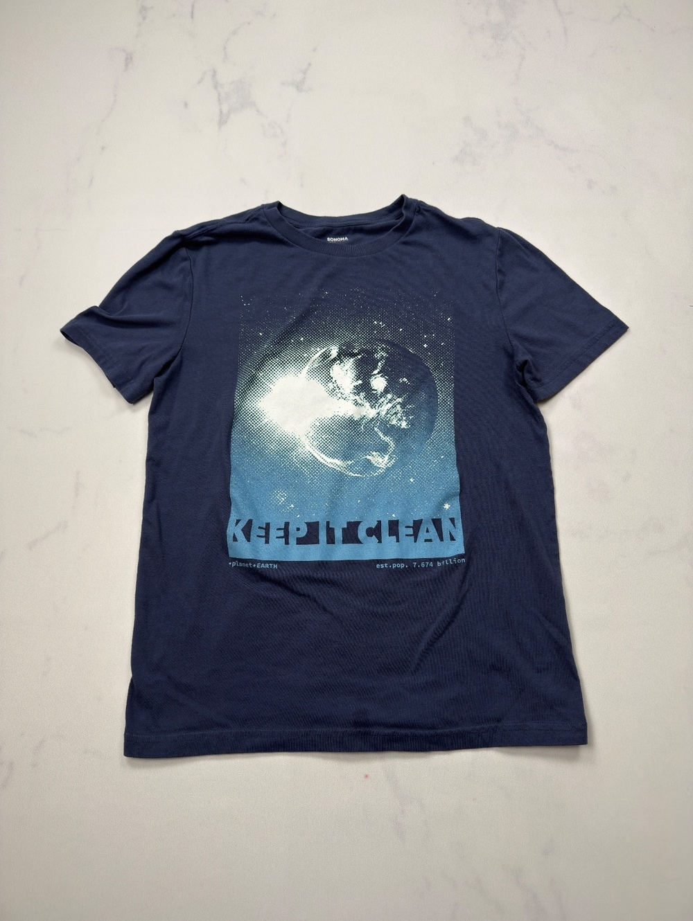 Sonoma Graphic Tee Navy Keep It Clean Earth - Boys XL